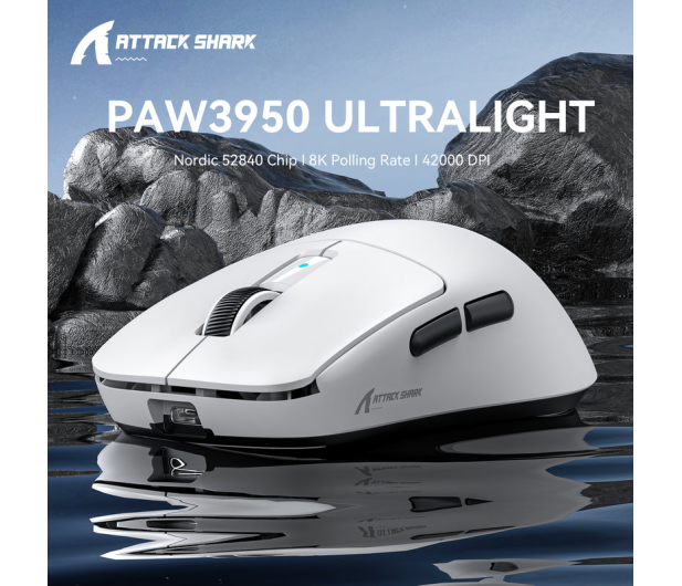 Attack Shark R6 Ultralight 8kHz/42kDPI PAW3950MAX Omron czarna 6972792471204 - 1350005 - zdjęcie 8